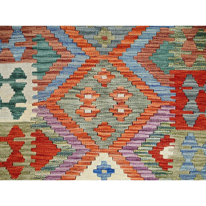 3'6" x 5'2" New Hand Woven Orange Wool Rectangle Oriental Rug - MOA1021188