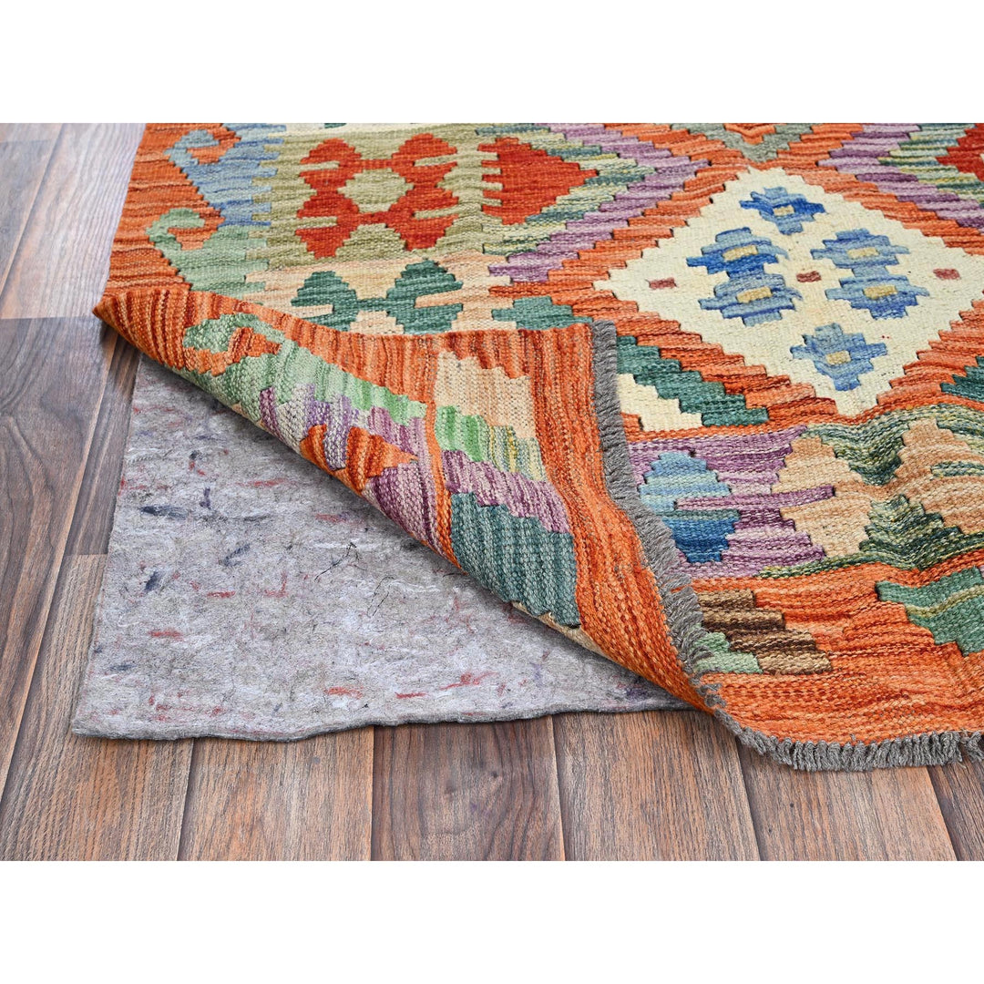 3'6" x 5'2" New Hand Woven Orange Wool Rectangle Oriental Rug - MOA1021188