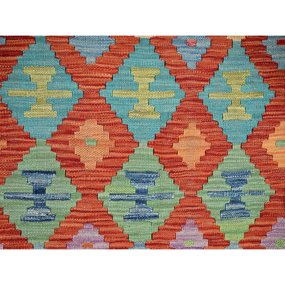 3'4" x 4'9" New Hand Woven Orange Wool Rectangle Oriental Rug - MOA1021189