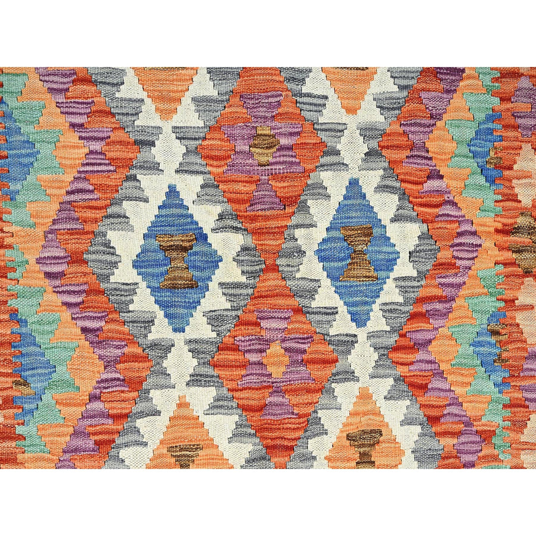 4'0" x 6'3" New Hand Woven Orange Wool Rectangle Oriental Rug - MOA1021193