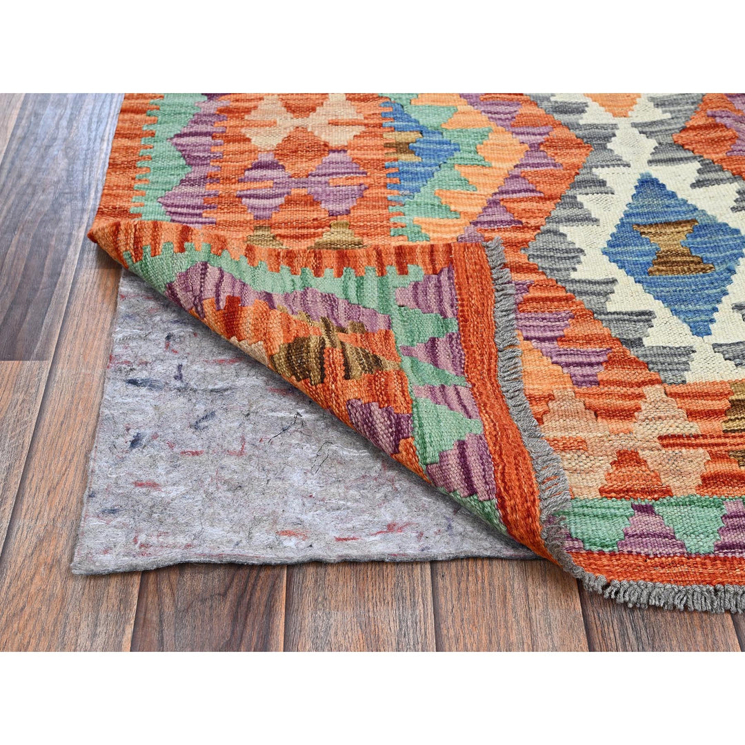 4'0" x 6'3" New Hand Woven Orange Wool Rectangle Oriental Rug - MOA1021193
