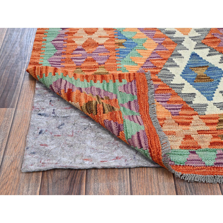 4'0" x 6'3" New Hand Woven Orange Wool Rectangle Oriental Rug - MOA1021193