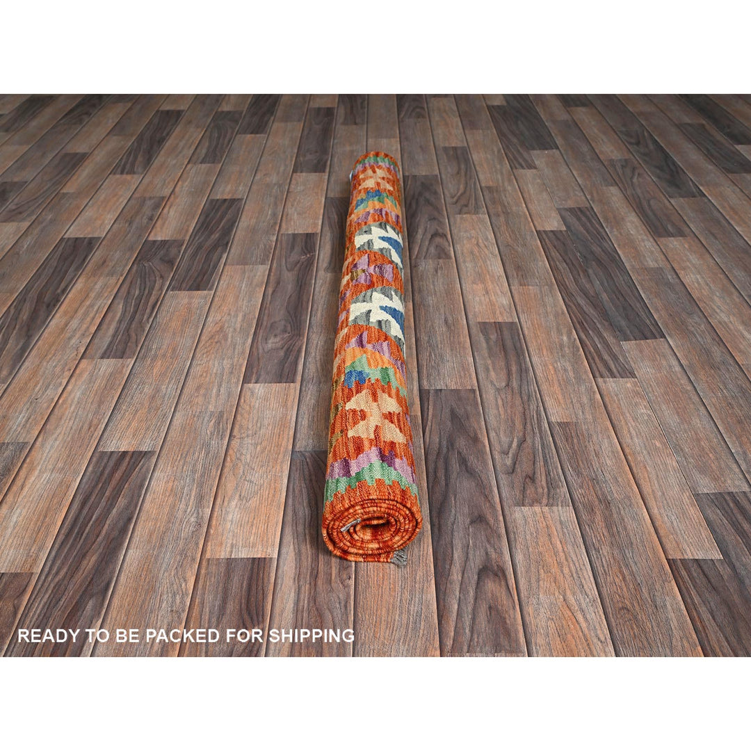 4'0" x 6'3" New Hand Woven Orange Wool Rectangle Oriental Rug - MOA1021193