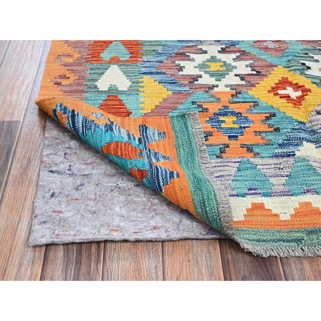 3'11" x 5'10" New Hand Woven Blue Wool Rectangle Oriental Rug - MOA1021194