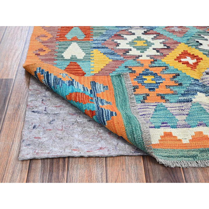 3'11" x 5'10" New Hand Woven Blue Wool Rectangle Oriental Rug - MOA1021194