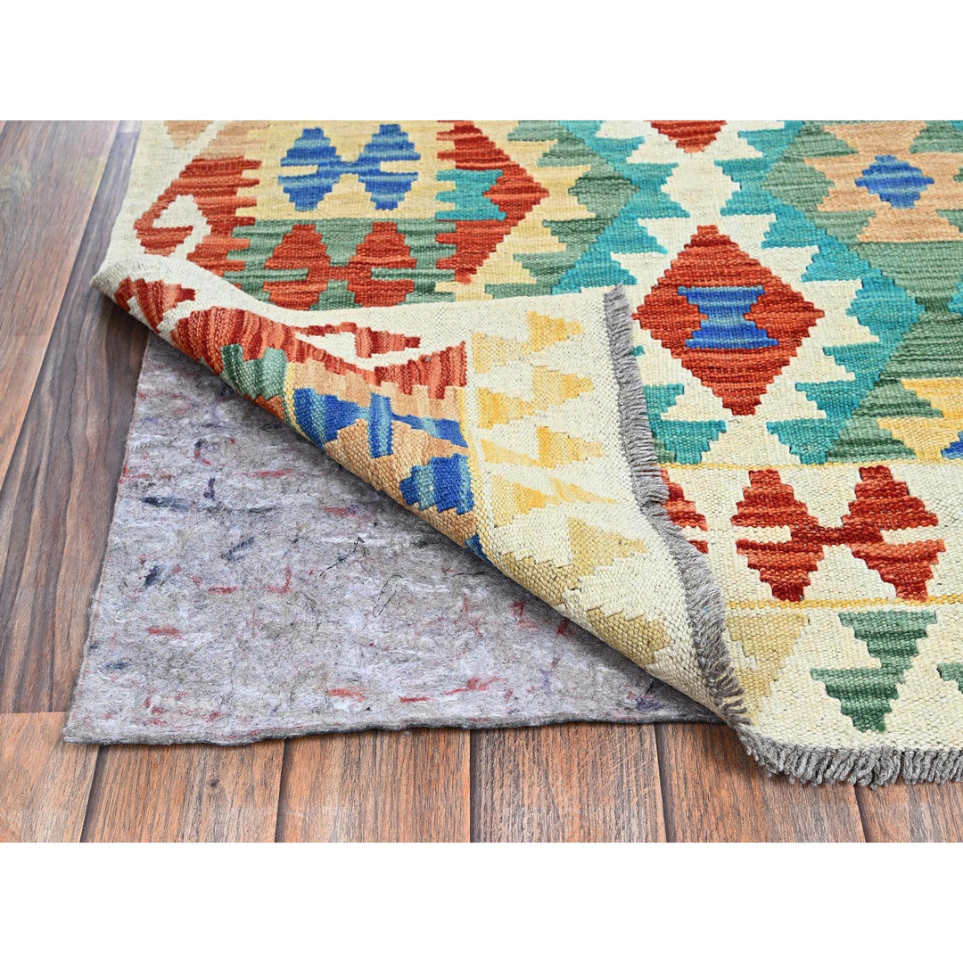 4'11" x 6'8" New Hand Woven Blue Wool Rectangle Oriental Rug - MOA1021199