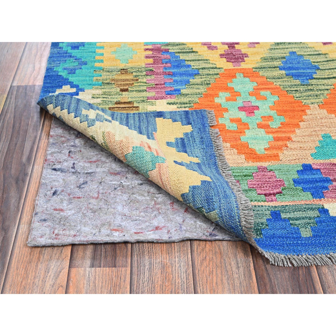 5'0" x 6'4" New Hand Woven Blue Wool Rectangle Oriental Rug - MOA1021203
