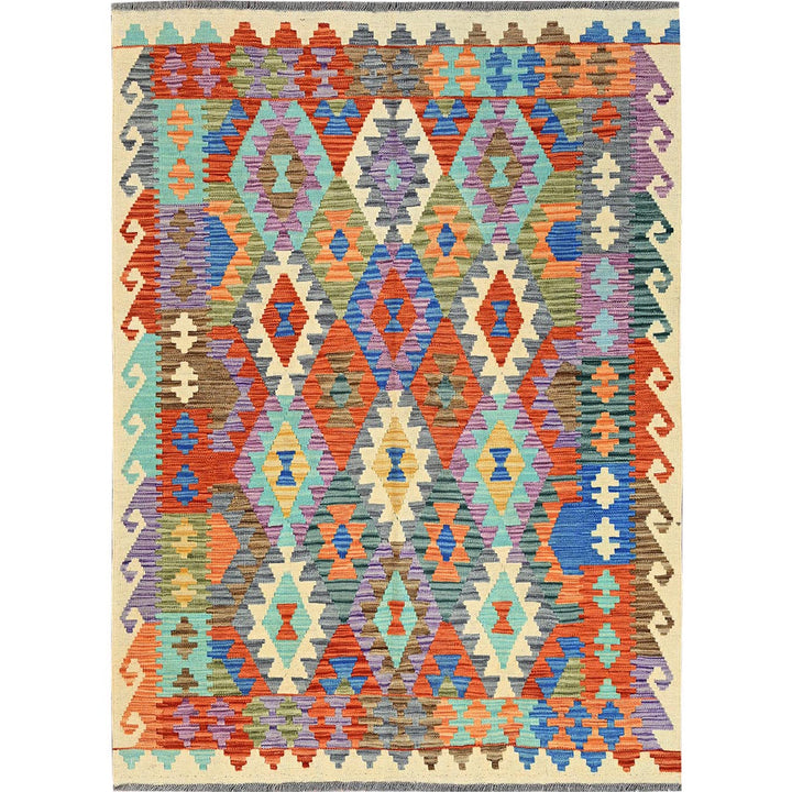 4'7" x 6'2" New Hand Woven Multicolored Wool Rectangle Oriental Rug - MOA1021204