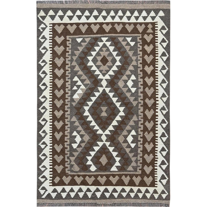 3'4" x 5'1" New Hand Woven Grey Wool Rectangle Oriental Rug - MOA1021207