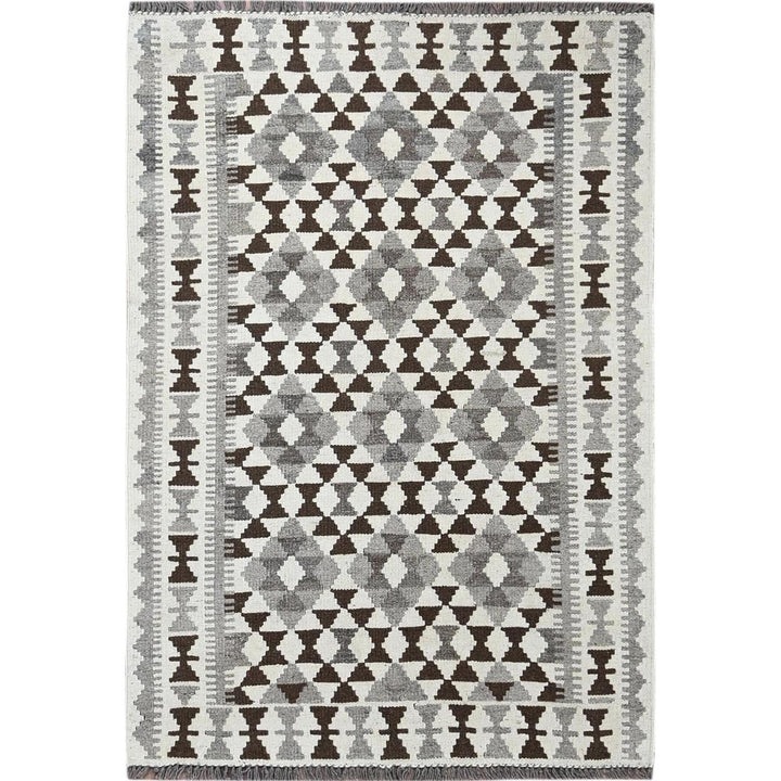 3'4" x 4'9" New Hand Woven Ivory Wool Rectangle Oriental Rug - MOA1021208