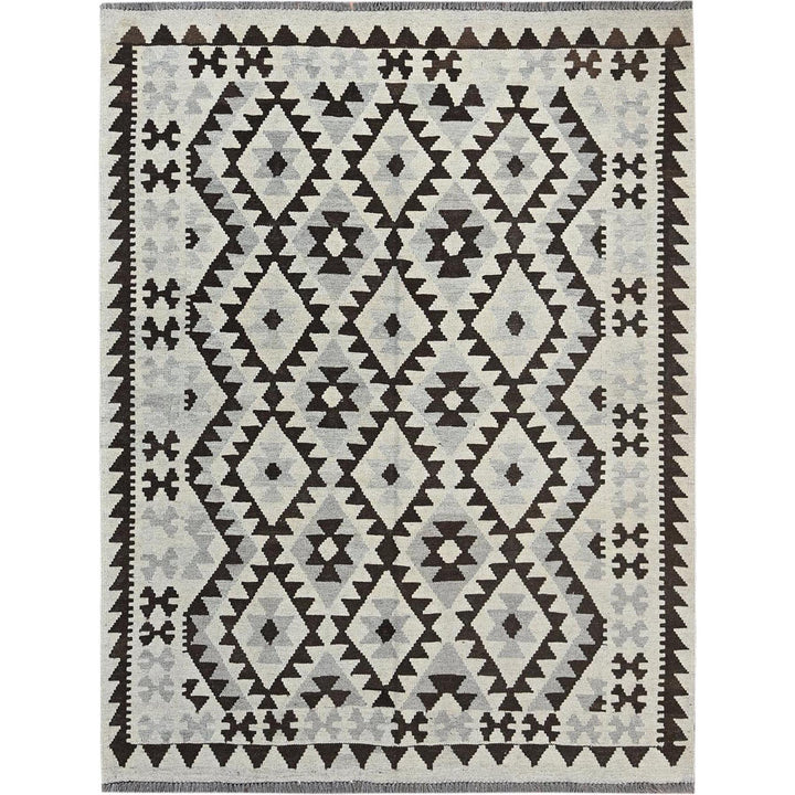 5'1" x 6'7" New Hand Woven Ivory Wool Rectangle Oriental Rug - MOA1021211