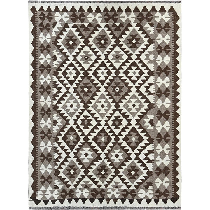 4'10" x 6'6" New Hand Woven Brown Wool Rectangle Oriental Rug - MOA1021212