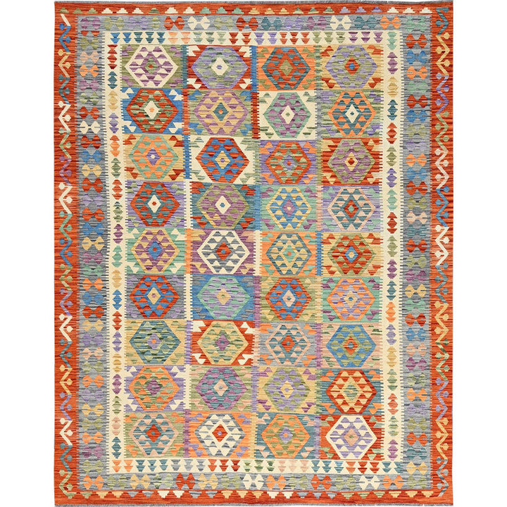 8'5" x 11'2" New Hand Woven Ivory Wool Rectangle Oriental Rug - MOA1021216