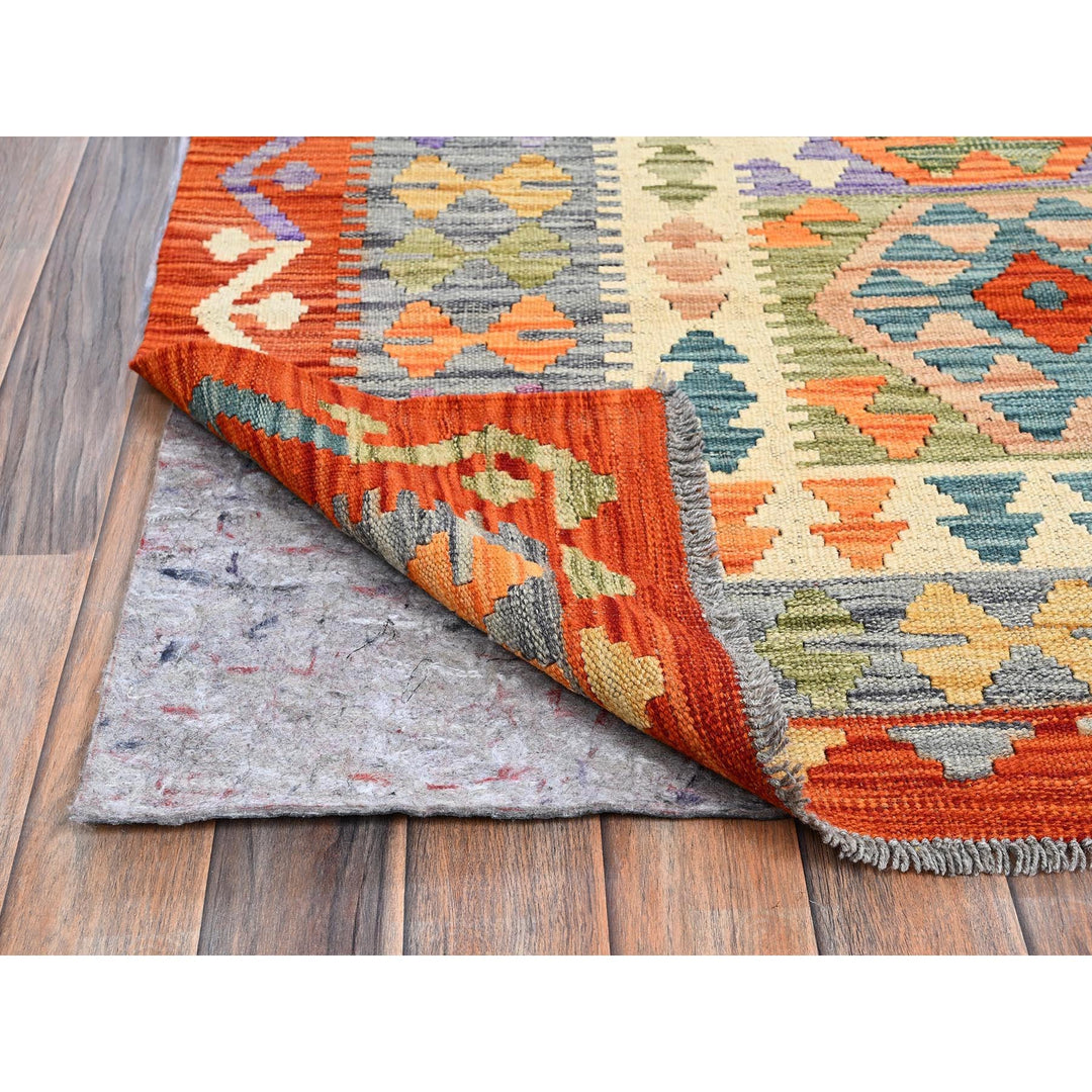 8'5" x 11'2" New Hand Woven Ivory Wool Rectangle Oriental Rug - MOA1021216