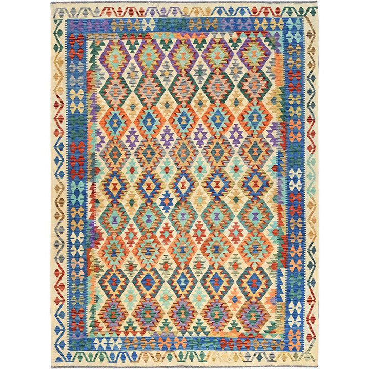 8'4" x 11'5" New Hand Woven Ivory Wool Rectangle Oriental Rug - MOA1021217