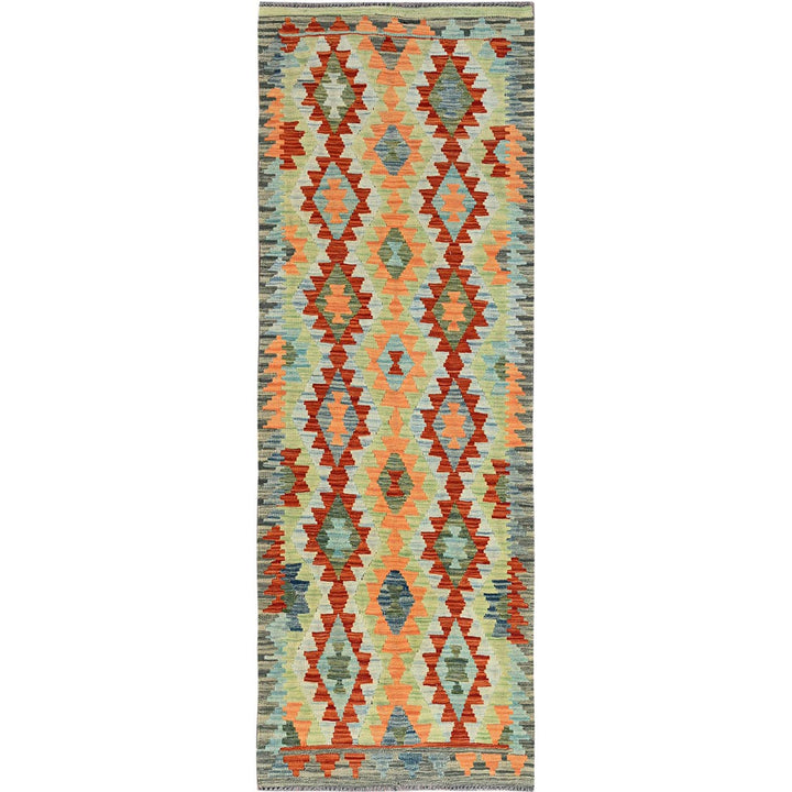 2'7" x 7'9" New Hand Woven Ivory Wool Runner Oriental Rug - MOA1021218
