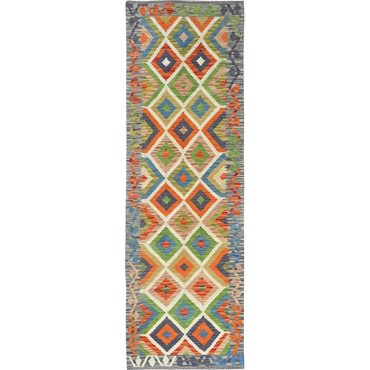 2'6" x 7'11" New Hand Woven Ivory Wool Runner Oriental Rug - MOA1021219
