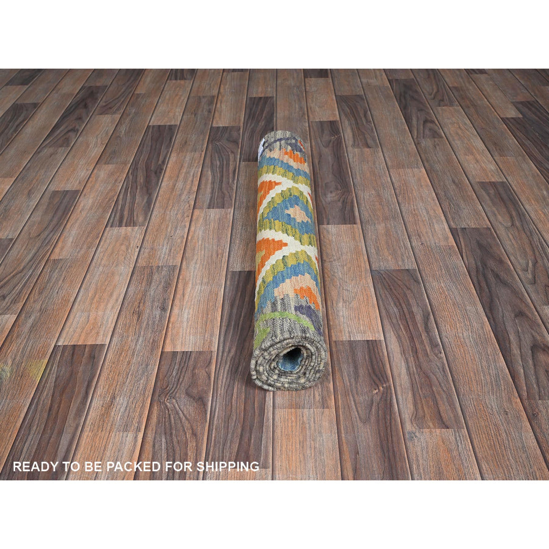 2'6" x 7'11" New Hand Woven Ivory Wool Runner Oriental Rug - MOA1021219