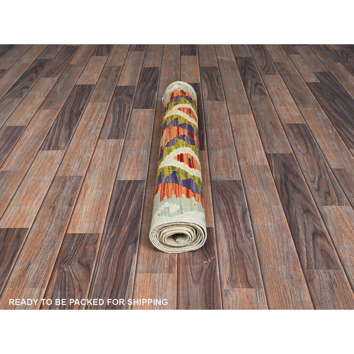 2'8" x 8'0" New Hand Woven Ivory Wool Runner Oriental Rug - MOA1021222