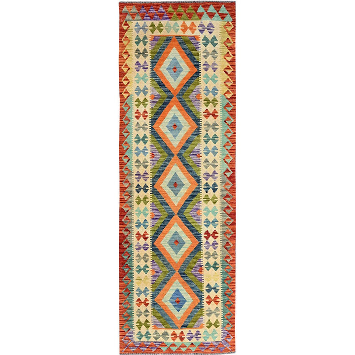 2'9" x 8'3" New Hand Woven Multicolored Wool Runner Oriental Rug - MOA1021223