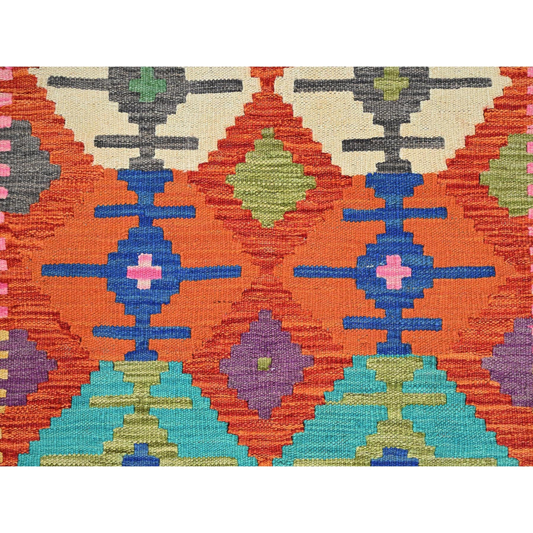 2'9" x 15'10" New Hand Woven Orange Wool Runner Oriental Rug - MOA1021226