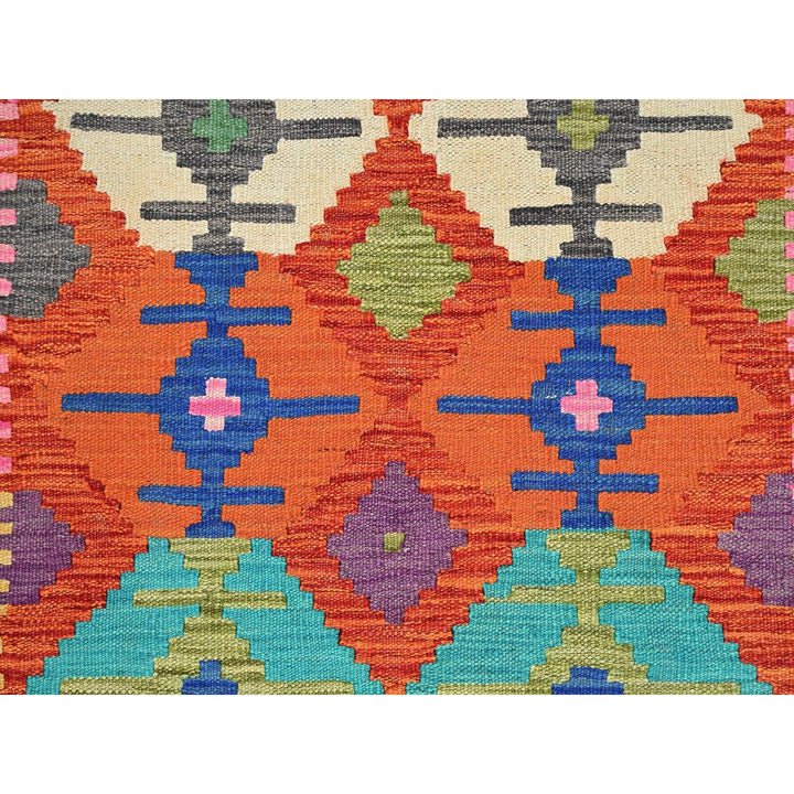 2'9" x 15'10" New Hand Woven Orange Wool Runner Oriental Rug - MOA1021226