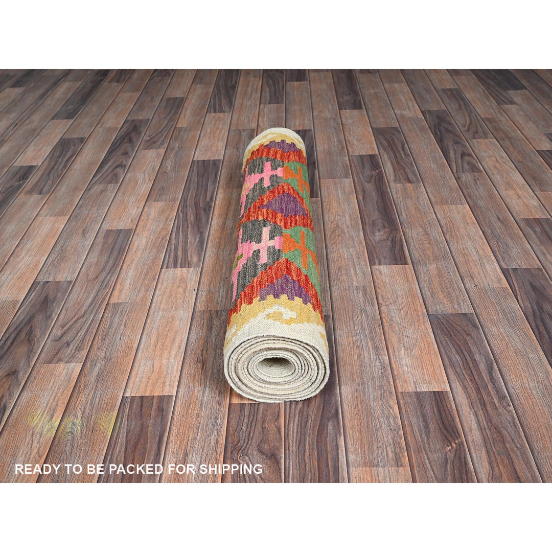 2'9" x 15'10" New Hand Woven Orange Wool Runner Oriental Rug - MOA1021226