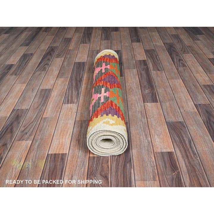 2'9" x 15'10" New Hand Woven Orange Wool Runner Oriental Rug - MOA1021226