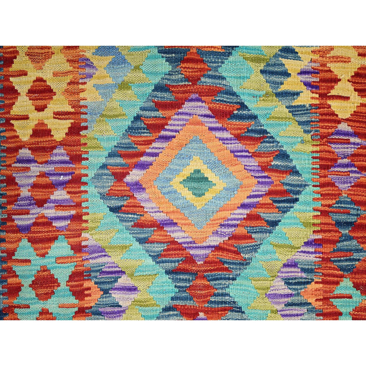2'9" x 12'9" New Hand Woven Blue Wool Runner Oriental Rug - MOA1021227