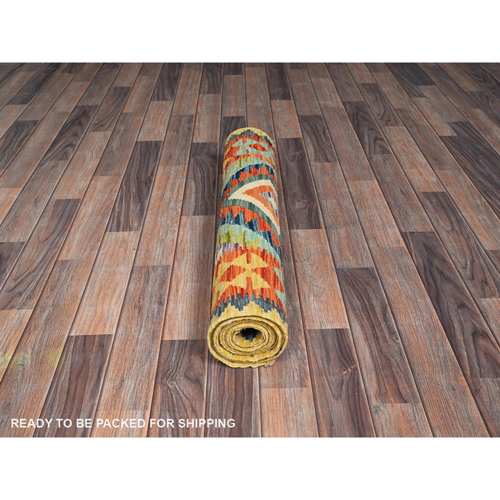 2'9" x 12'9" New Hand Woven Blue Wool Runner Oriental Rug - MOA1021227