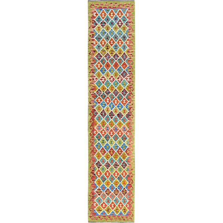 2'9" x 12'9" New Hand Woven Multicolored Wool Runner Oriental Rug - MOA1021228