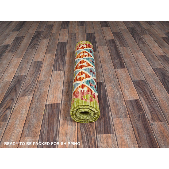 2'9" x 12'9" New Hand Woven Multicolored Wool Runner Oriental Rug - MOA1021228