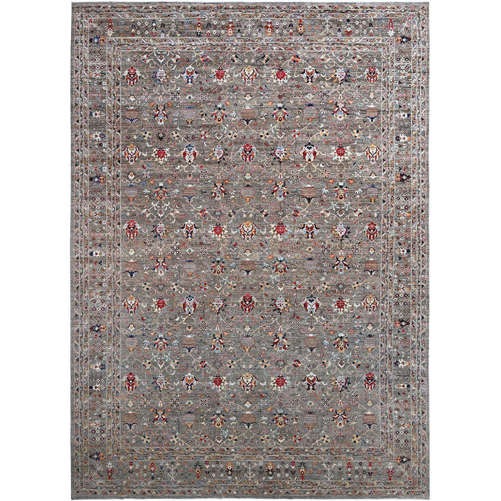 14'10" x 20'8" New Hand Knotted Grey Wool Rectangle Oriental Rug - MOA102122