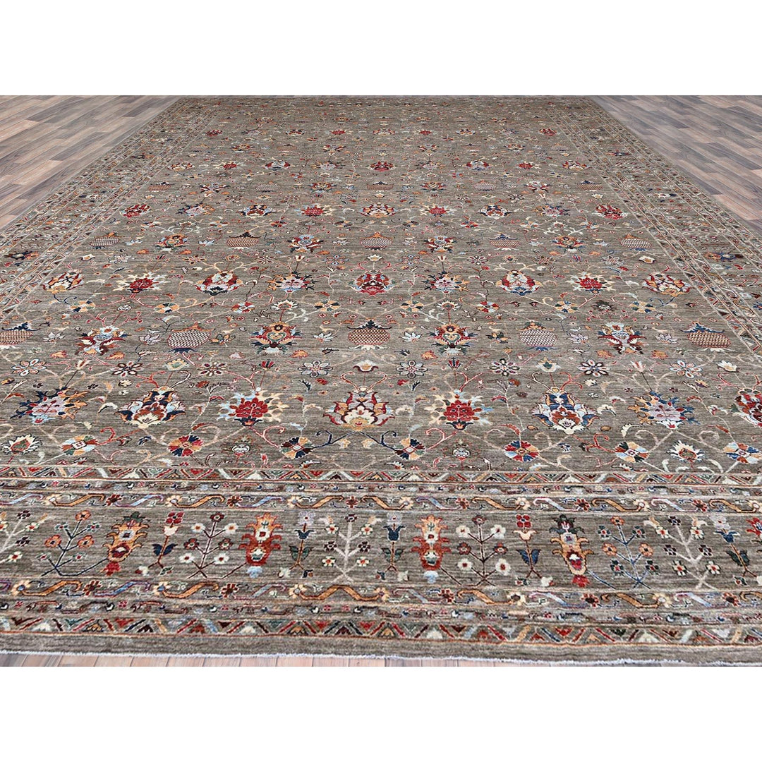 14'10" x 20'8" New Hand Knotted Grey Wool Rectangle Oriental Rug - MOA102122