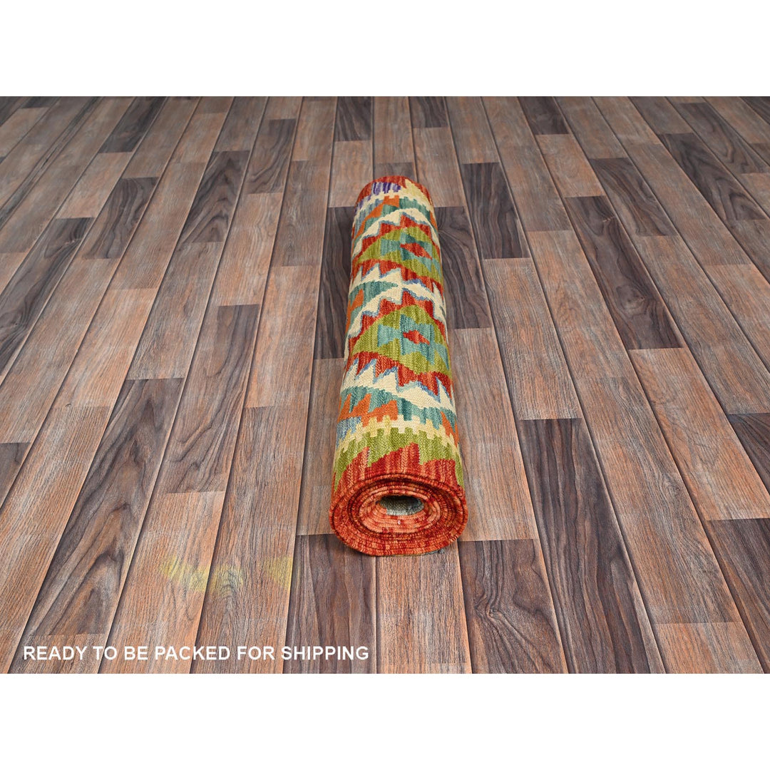 2'8" x 12'6" New Hand Woven Multicolored Wool Runner Oriental Rug - MOA1021230