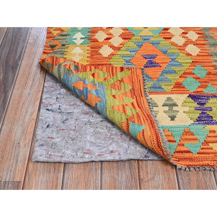 2'9" x 12'8" New Hand Woven Orange Wool Runner Oriental Rug - MOA1021231