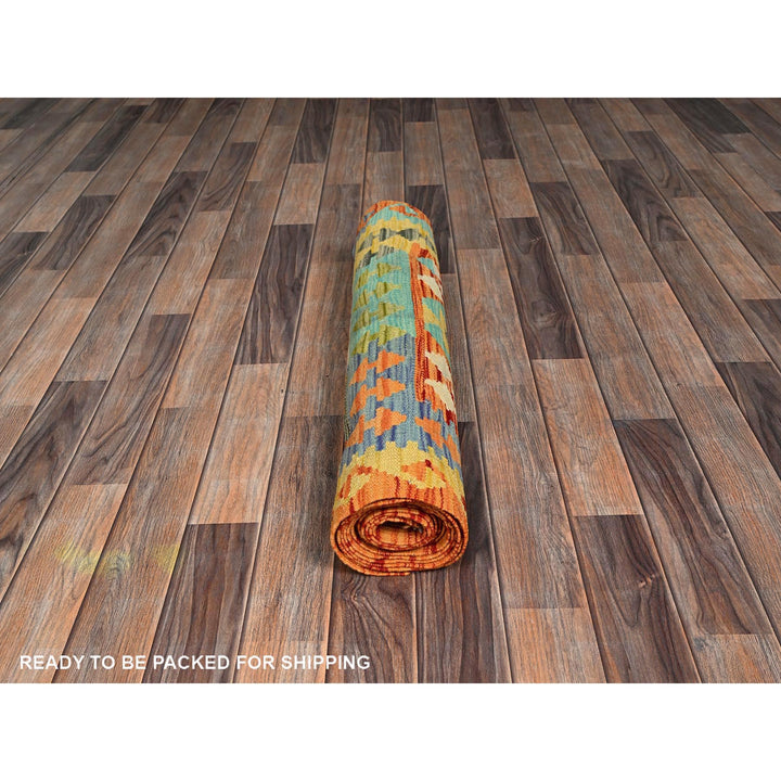 2'9" x 12'8" New Hand Woven Orange Wool Runner Oriental Rug - MOA1021231