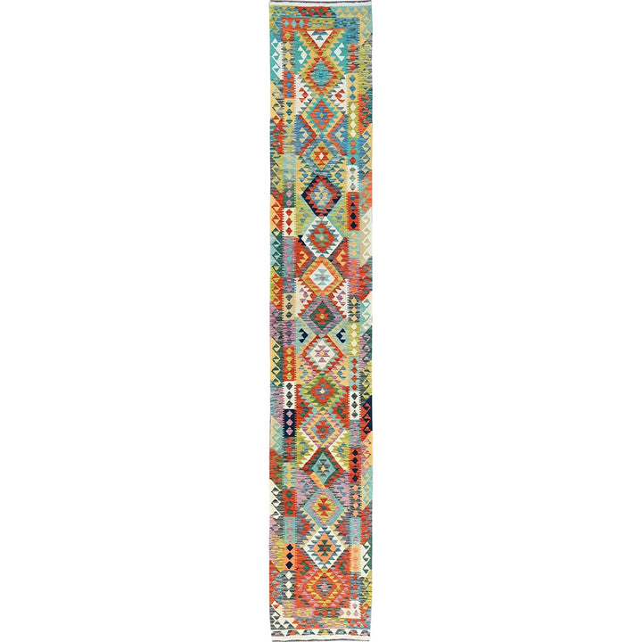 2'6" x 16'0" New Hand Woven Multicolored Wool Runner Oriental Rug - MOA1021233
