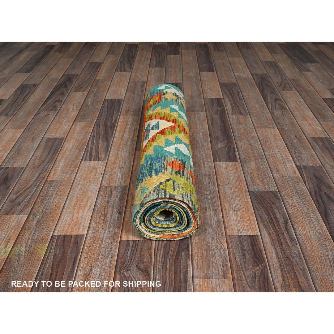 2'6" x 16'0" New Hand Woven Multicolored Wool Runner Oriental Rug - MOA1021233