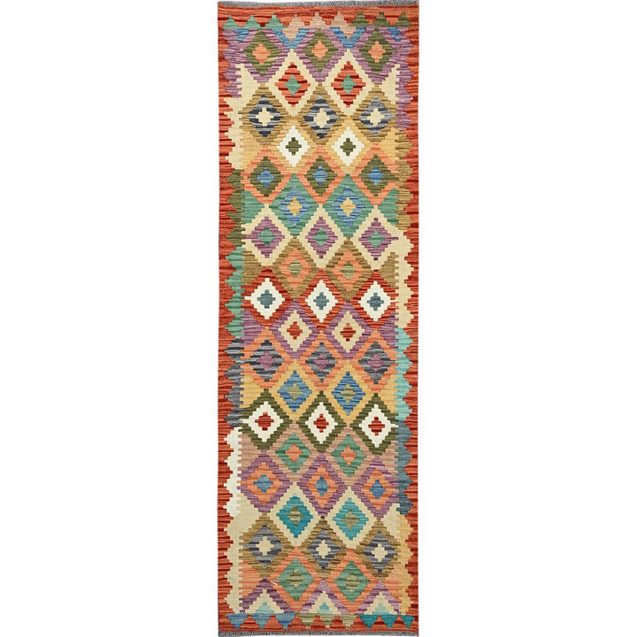 2'8" x 8'0" New Hand Woven Multicolored Wool Runner Oriental Rug - MOA1021237