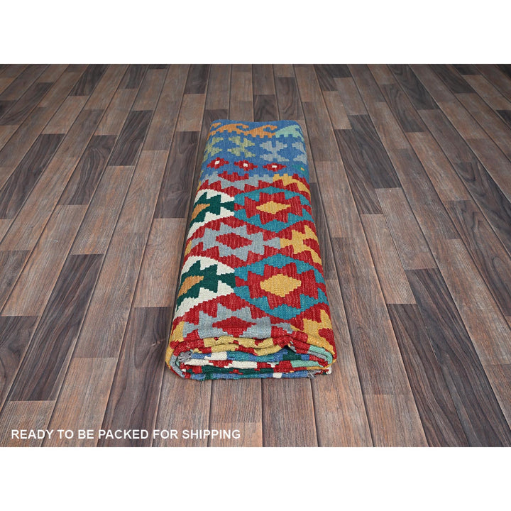 6'8" x 9'5" New Hand Woven Red Wool Rectangle Oriental Rug - MOA1021239