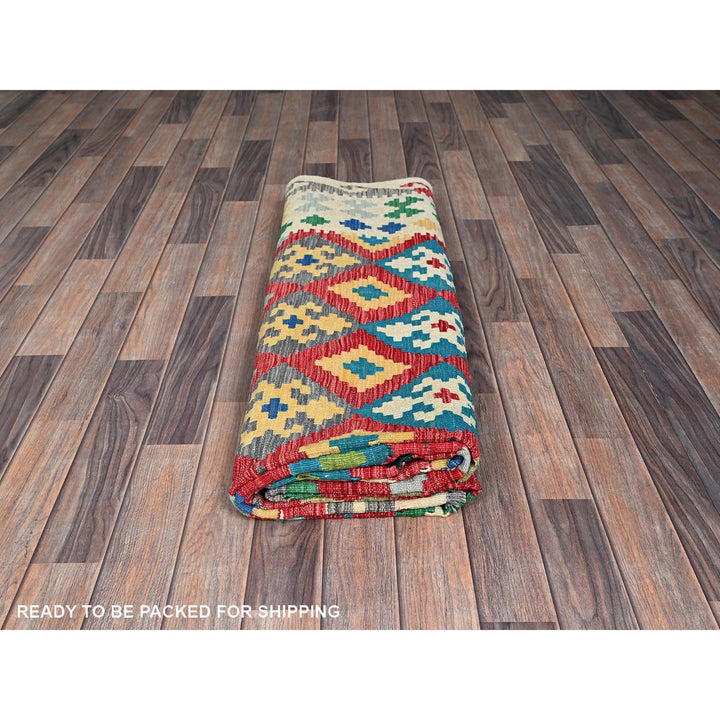 6'11" x 9'10" New Hand Woven Red Wool Rectangle Oriental Rug - MOA1021241