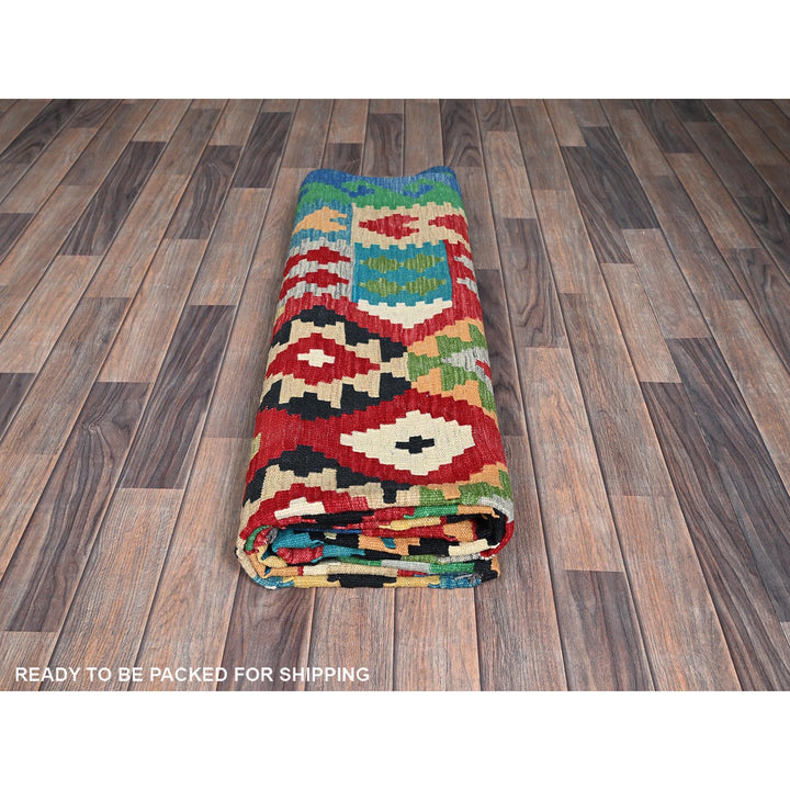 6'7" x 9'8" New Hand Woven Red Wool Rectangle Oriental Rug - MOA1021242