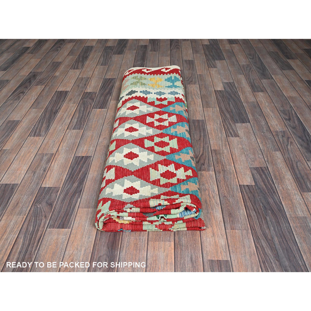8'10" x 11'8" New Hand Woven Red Wool Rectangle Oriental Rug - MOA1021244