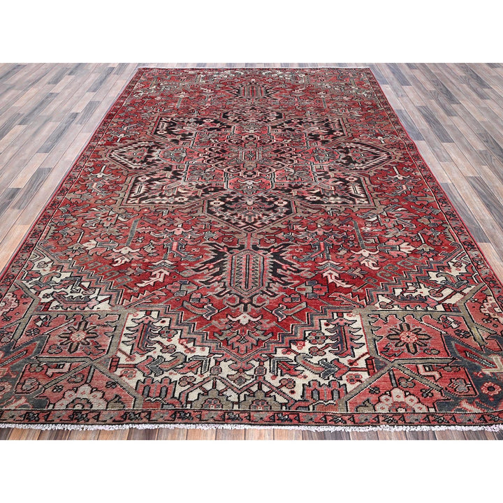 7'6" x 10'7" Vintage Hand Knotted Red Wool Rectangle Oriental Rug - MOA1021249