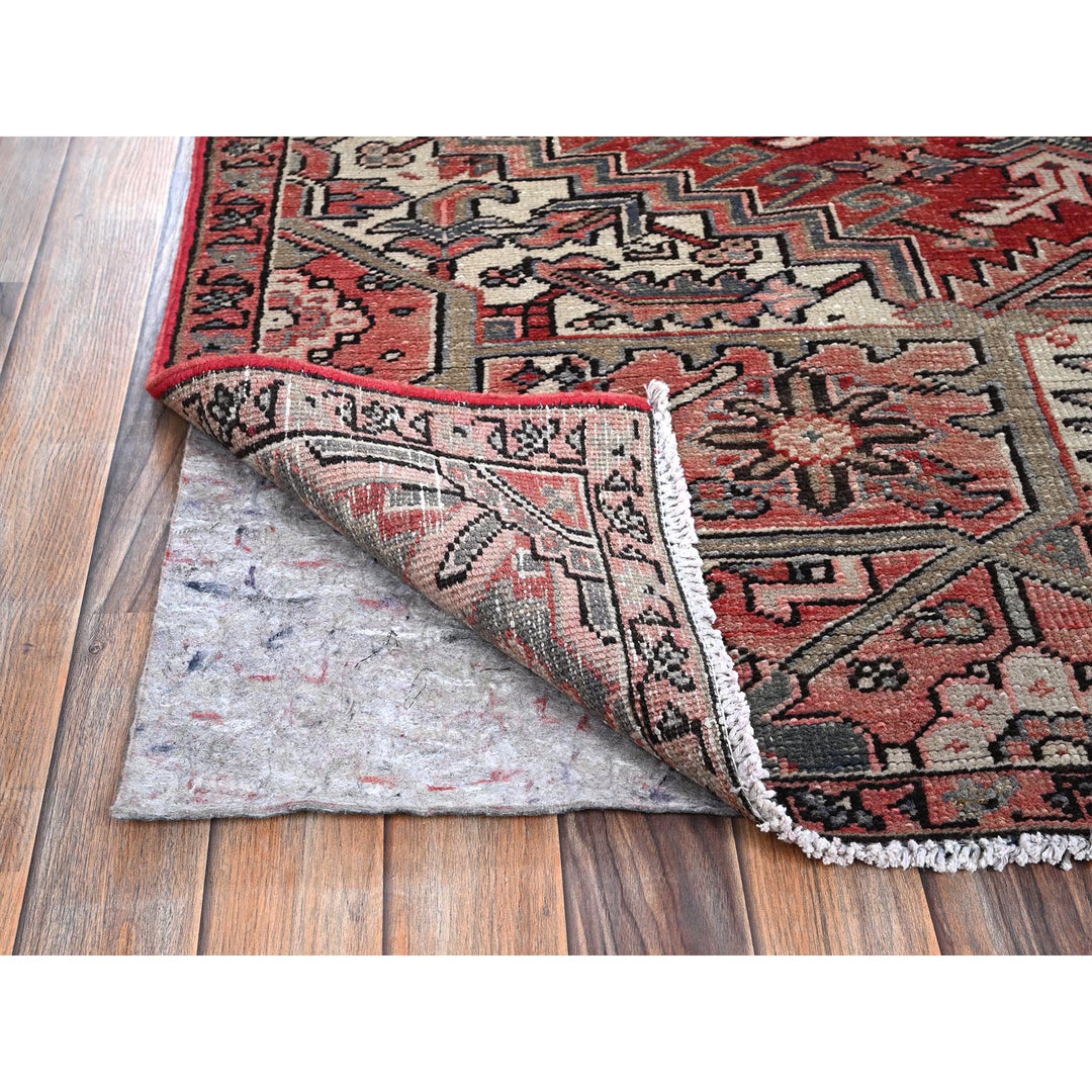 7'6" x 10'7" Vintage Hand Knotted Red Wool Rectangle Oriental Rug - MOA1021249