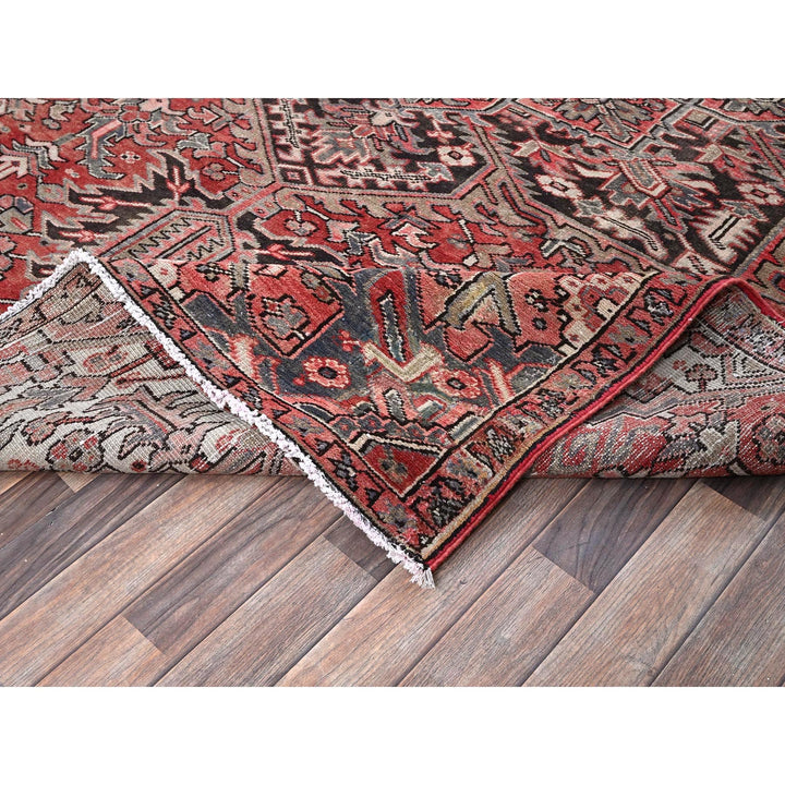 7'6" x 10'7" Vintage Hand Knotted Red Wool Rectangle Oriental Rug - MOA1021249