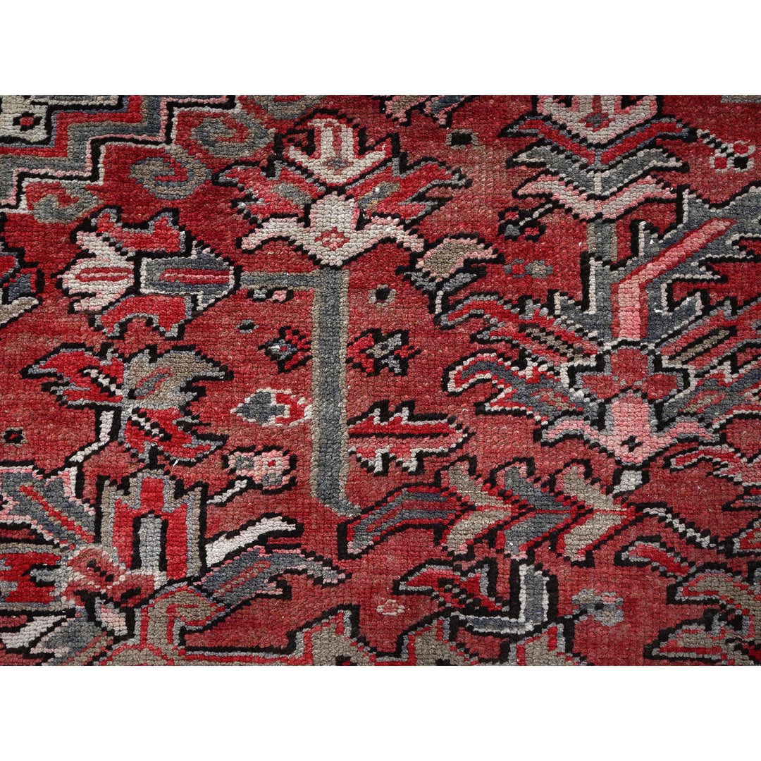 7'6" x 10'7" Vintage Hand Knotted Red Wool Rectangle Oriental Rug - MOA1021249