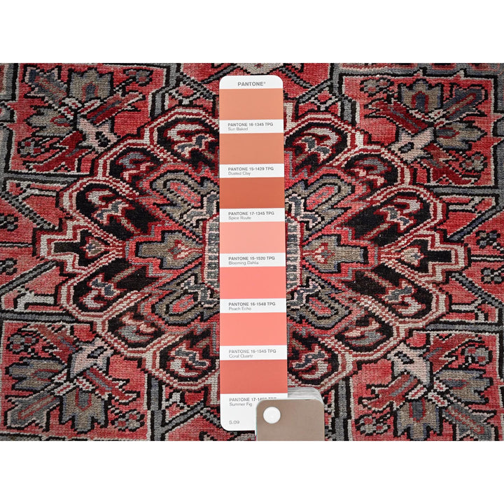 7'6" x 10'7" Vintage Hand Knotted Red Wool Rectangle Oriental Rug - MOA1021249