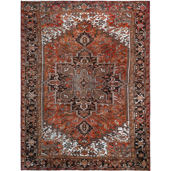 8'4" x 11'4" Vintage Hand Knotted Red Wool Rectangle Oriental Rug - MOA1021254